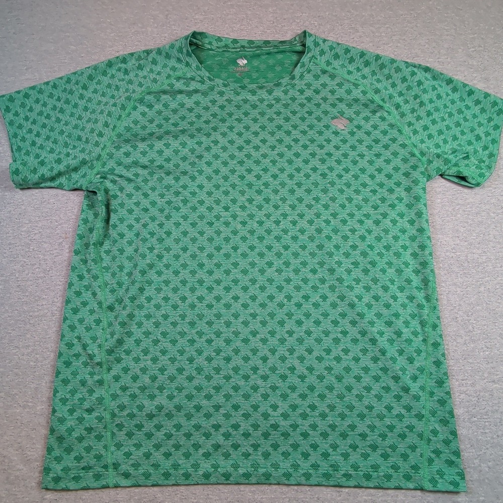 Rabbit Running Shirt Mens XL Green Jacquard Rabbit Pattern Performance